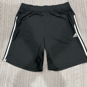 Adidas Men's Black Athletic Shorts with White Stripes size L